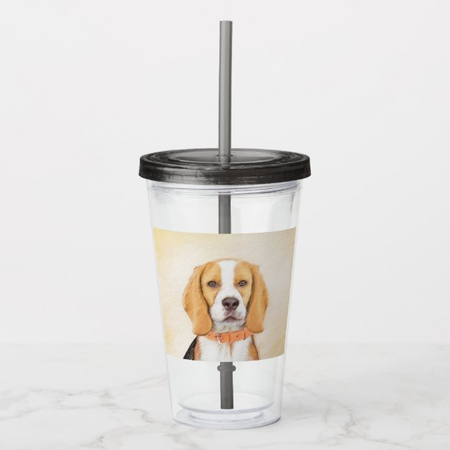 Beagle Hound Dog Painting Original Animal Art Acrylic Tumbler (Front)