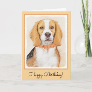 Beagle Hound Dog Painting Original Animal Art Card