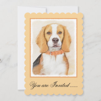 Beagle Hound Dog Painting Original Animal Art Invitation