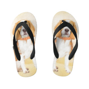 Beagle Hound Dog Painting Original Animal Art Kid's Flip Flops