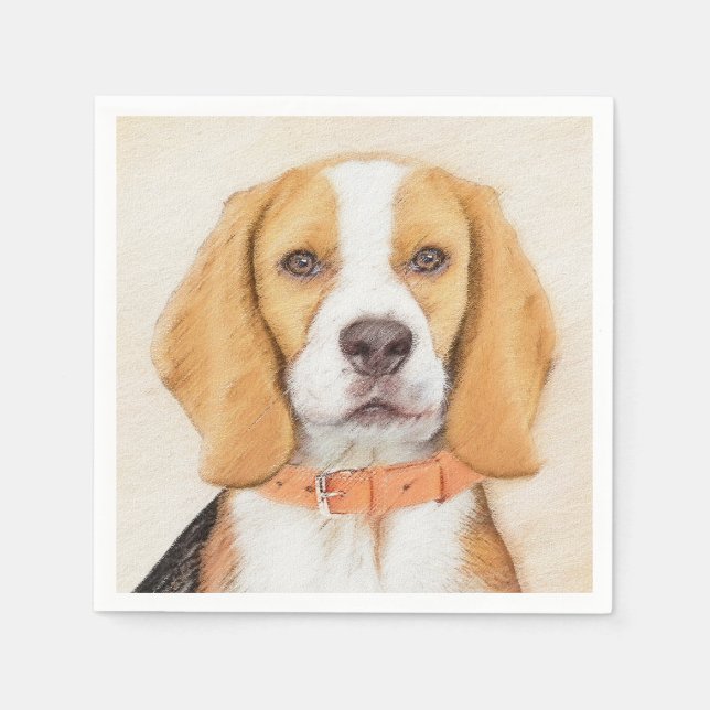 Beagle Hound Dog Painting Original Animal Art Napkin (Front)