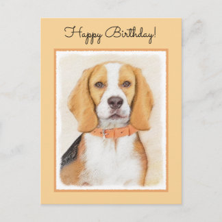 Beagle Hound Dog Painting Original Animal Art Postcard