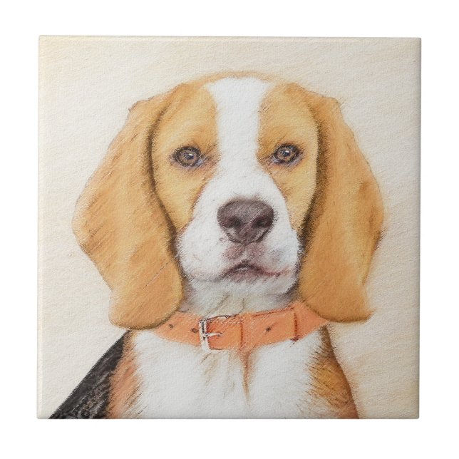 Beagle Hound Dog Painting Original Animal Art Tile (Front)