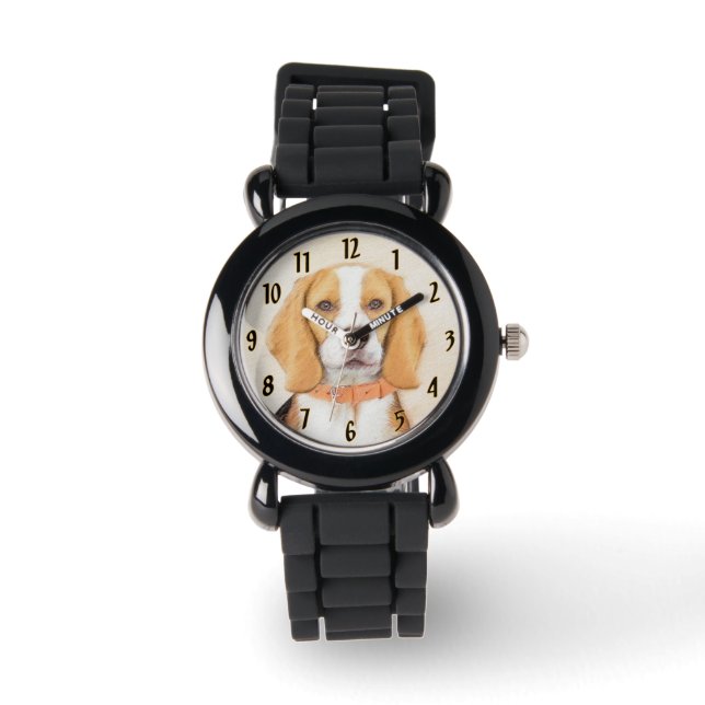 Beagle Hound Dog Painting Original Animal Art Watch (Front)