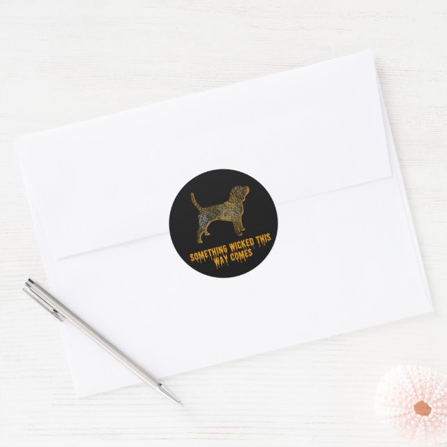Beagle Hound Dog Silhouette Fun Halloween Classic Round Sticker (Envelope)