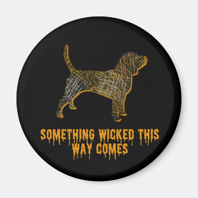 Beagle Hound Dog Silhouette Fun Halloween Magnet (Front)