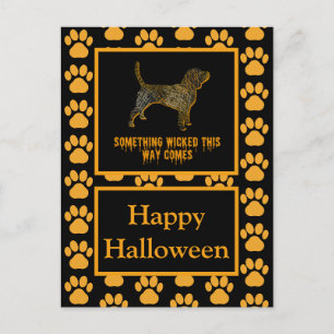 Beagle Hound Dog Silhouette Halloween Orange Postcard