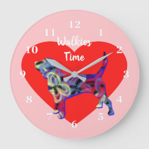 Beagle Hound Dog Valentine’s Day Heart Pink Large Clock