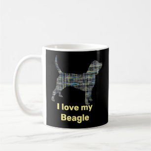 Beagle Hound Dog Yellow & Black Grid Line Coffee Mug