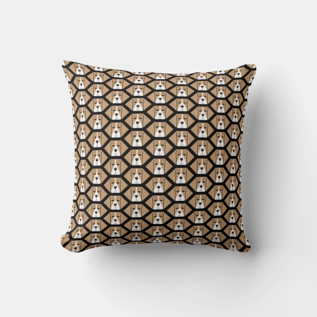 Beagle Hound Honeycomb Pattern Throw Pillow (Front)
