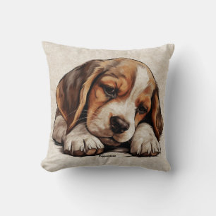 Beagle Hound Puppy Dog Breed Cute Sleeping Art Cushion