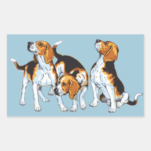 beagle hound rectangular sticker