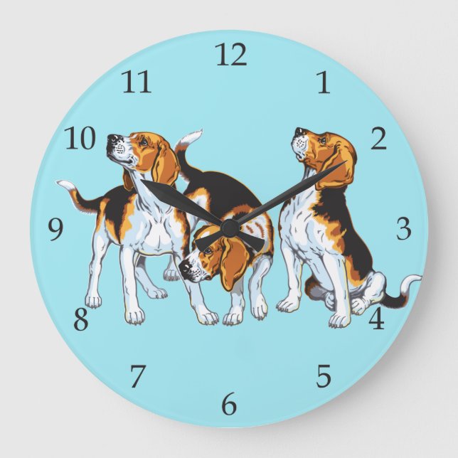 beagle hounds large clock (Front)