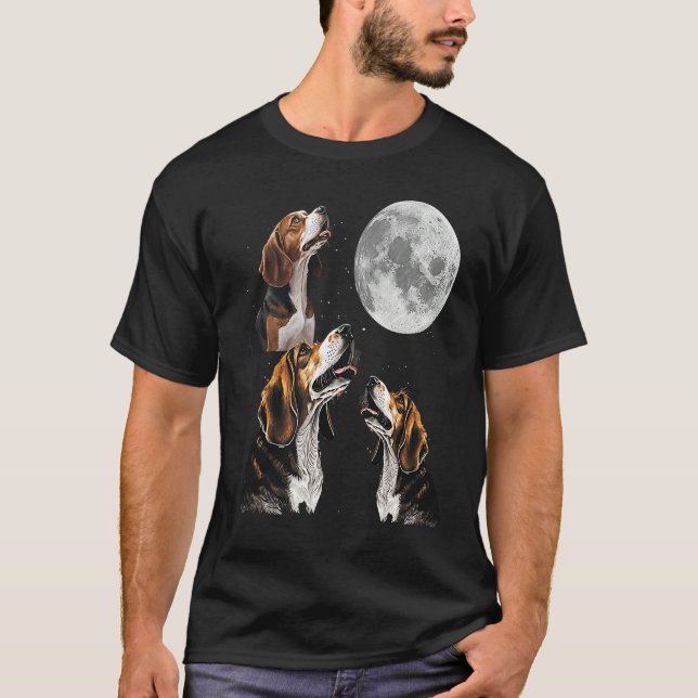 Beagle  Howling at the Moon Cute Beagle T-Shirt (Front)