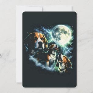 Beagle Howling at the Moon – Hunting Dog Night Invitation
