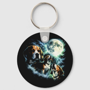 Beagle Howling at the Moon – Hunting Dog Night Key Ring