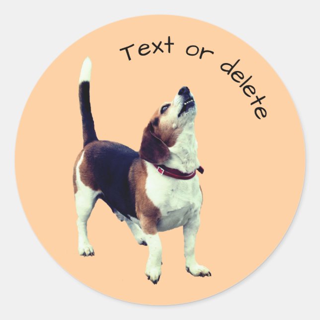 Beagle Howling Dog Personalised Classic Round Sticker (Front)