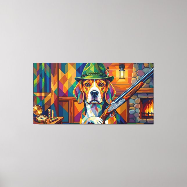 Beagle Hunter Pop Art – Modern Hunting Dog Canvas Print (Front)