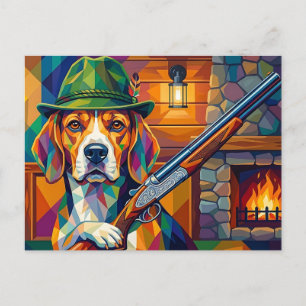 Beagle Hunter Pop Art – Modern Hunting Dog Postcard