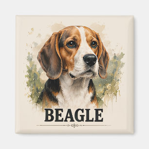 Beagle Hunting Dog Portrait Premium Artwork Magnet
