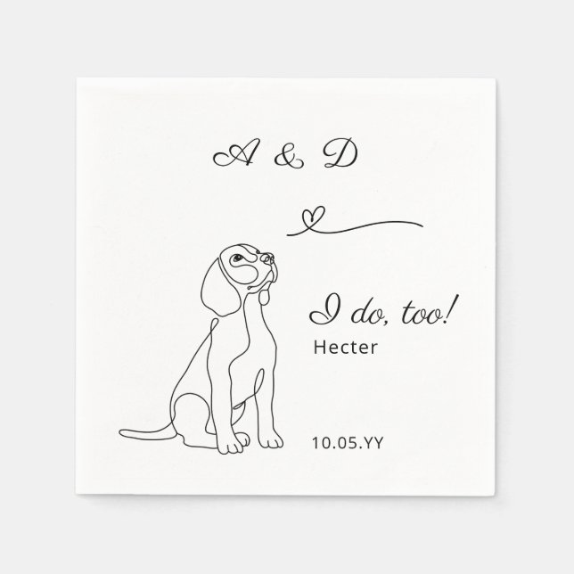  Beagle I Do Too Heart Dog Wedding Monogram  Napkin (Front)