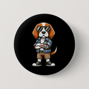 Beagle I Love Dad Funny Dog Tattoo 6 Cm Round Badge