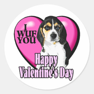 Beagle I Wuf You Classic Round Sticker