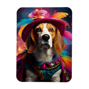  Beagle in a Feathered Hat  Magnet