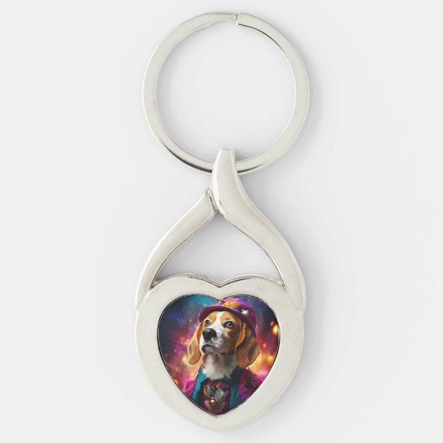  Beagle in a Pink Hat  Key Ring (Front)