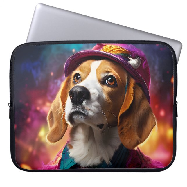  Beagle in a Pink Hat  Laptop Sleeve (Front)