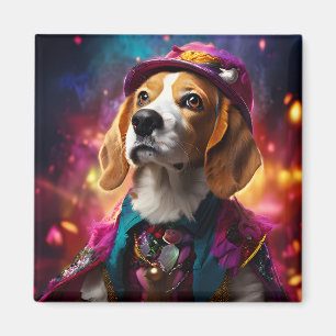 Beagle in a Pink Hat Magnet