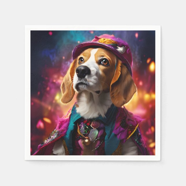  Beagle in a Pink Hat  Napkin (Front)