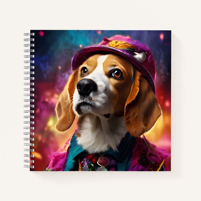  Beagle in a Pink Hat  Notebook (Front)