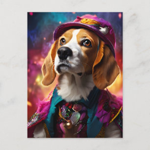  Beagle in a Pink Hat  Postcard