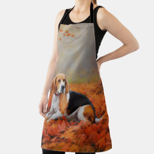 Beagle in Autumn Leaves Fall Inspire Apron
