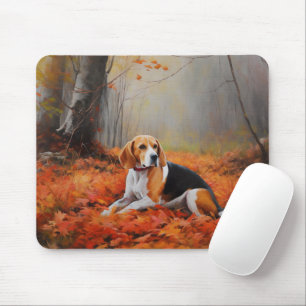 Beagle in Autumn Leaves Fall Inspire Mouse Mat
