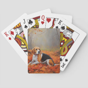 Beagle in Autumn Leaves Fall Inspire Playing Cards