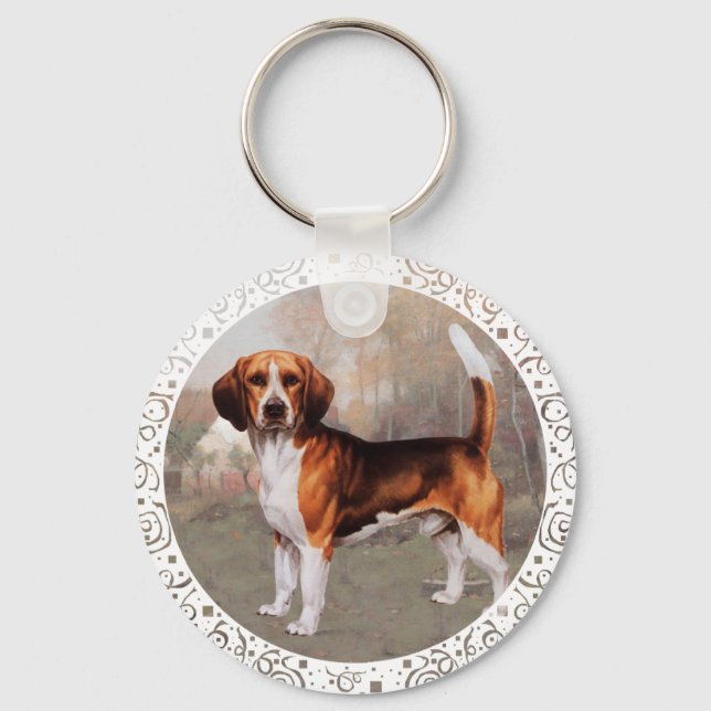 Beagle in Country Setting Key Ring (Front)