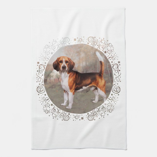 Beagle in Country Setting Tea Towel (Vertical)