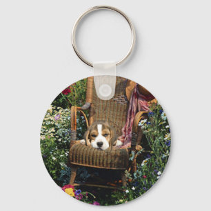 Beagle In Garden Chair Keychain