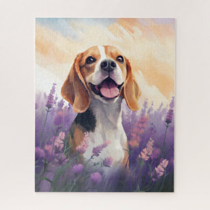 Beagle in Lavender field Jigsaw Puzzle