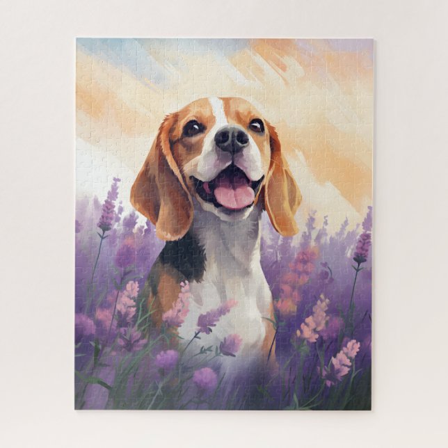Beagle in Lavender field Jigsaw Puzzle (Vertical)