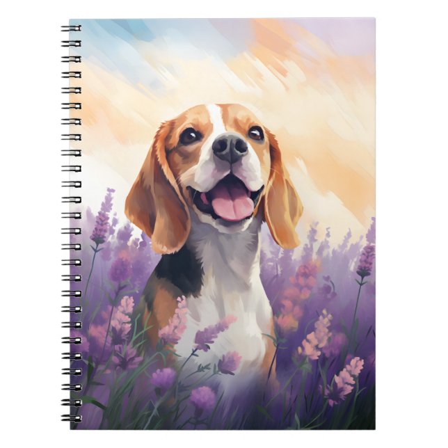 Beagle in Lavender field Notebook (Front)