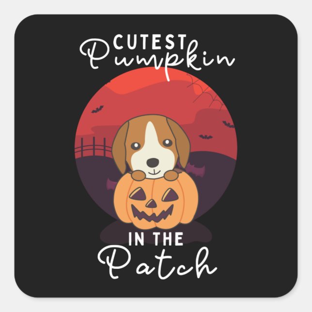 Beagle In Pumpkin Dogs Cutest Pumpkin In The Patch Square Sticker (Front)