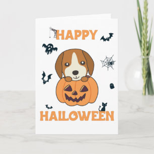 Beagle In Pumpkin Sweet Dogs Happy Halloween Card