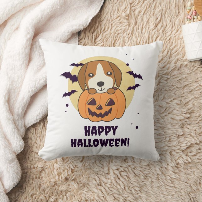 Beagle In Pumpkin Sweet Dogs Happy Halloween Cushion (Blanket)