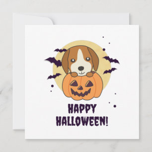 Beagle In Pumpkin Sweet Dogs Happy Halloween Invitation