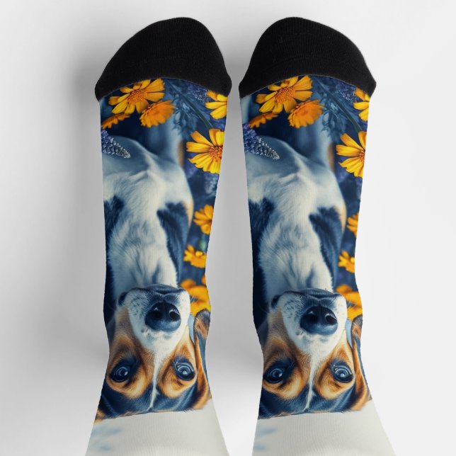 Beagle in the flowers socks (Top)