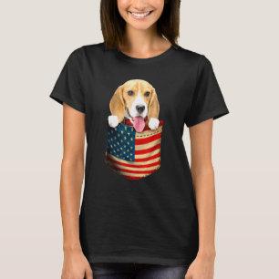 Beagle In The Pocket America Flag 4th Of July T-Shirt
