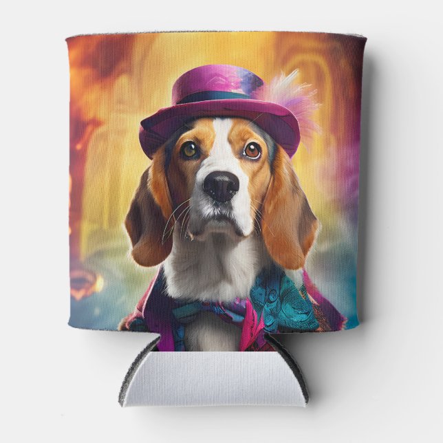  Beagle in Vibrant Costume Can Cooler (Front)